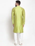 Jompers Men Light-Green & Golden Self Design Kurta Only - Distacart