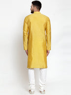 Jompers Men Yellow & Golden Self Design Kurta Only - Distacart