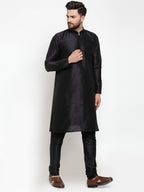 Jompers Men Black Solid Kurta with Churidar - Distacart