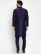 Jompers Men Navy-Blue Solid Kurta with Churidar - Distacart