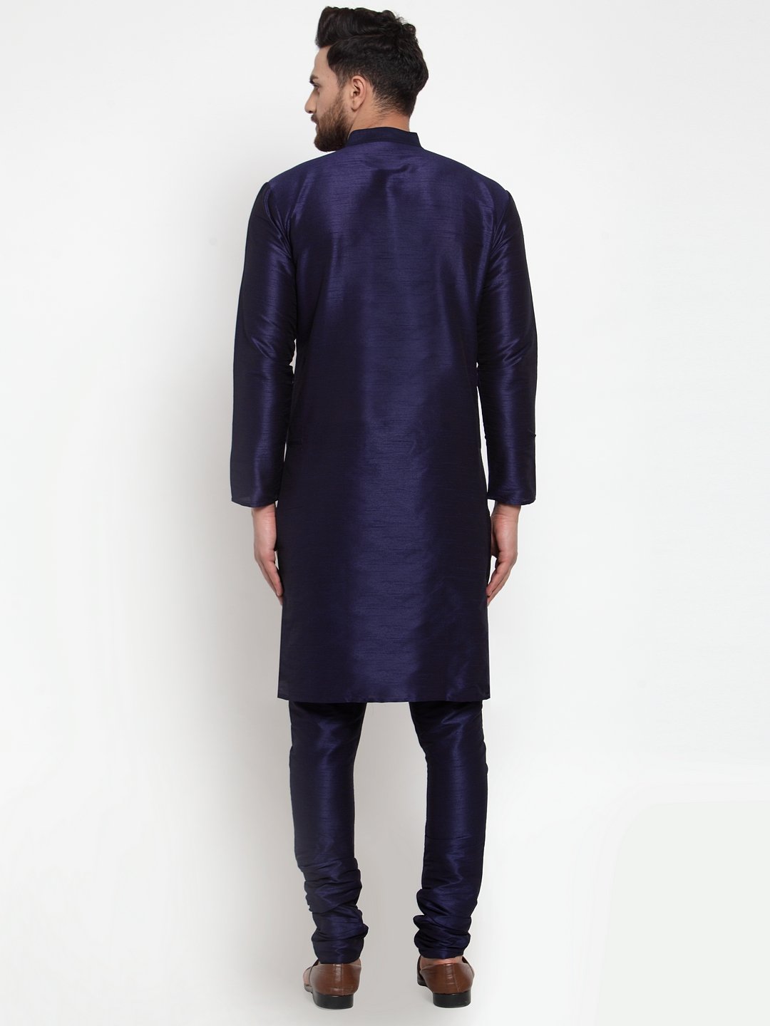 Jompers Men Navy-Blue Solid Kurta with Churidar - Distacart