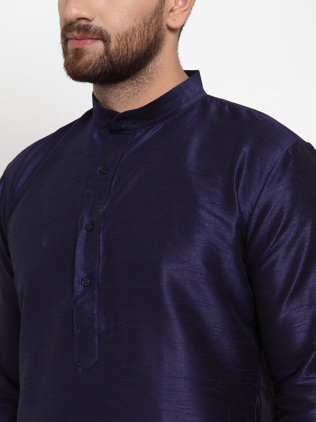 Jompers Men Navy-Blue Solid Kurta with Churidar - Distacart