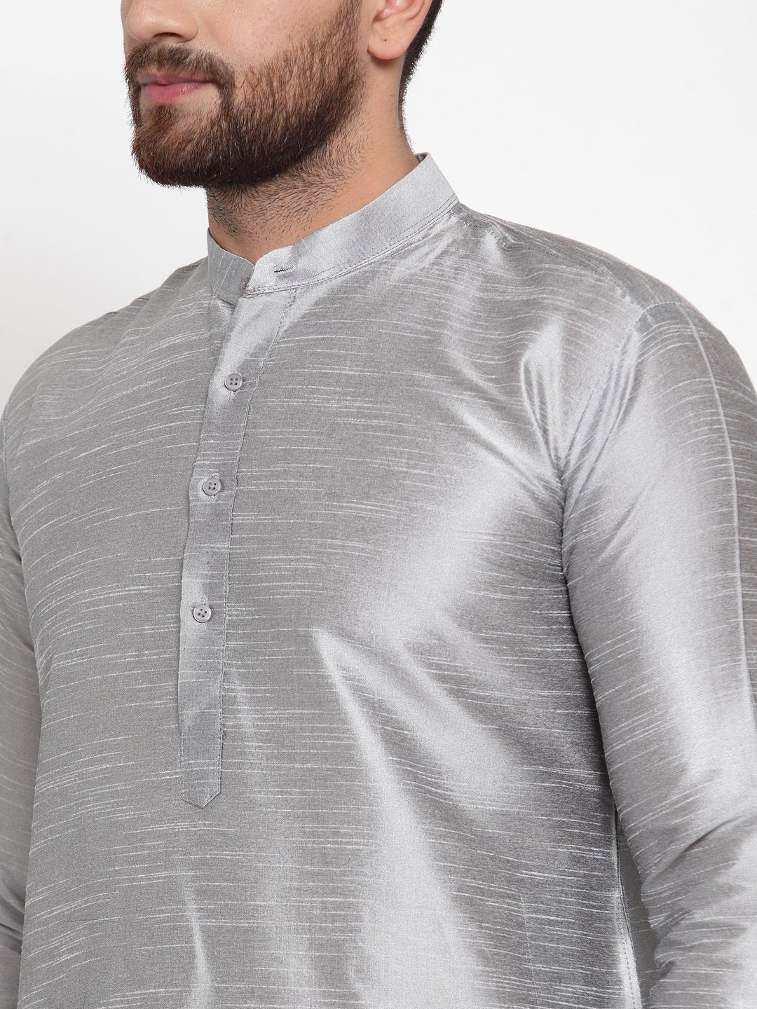 Jompers Men Silver Solid Kurta with Churidar - Distacart