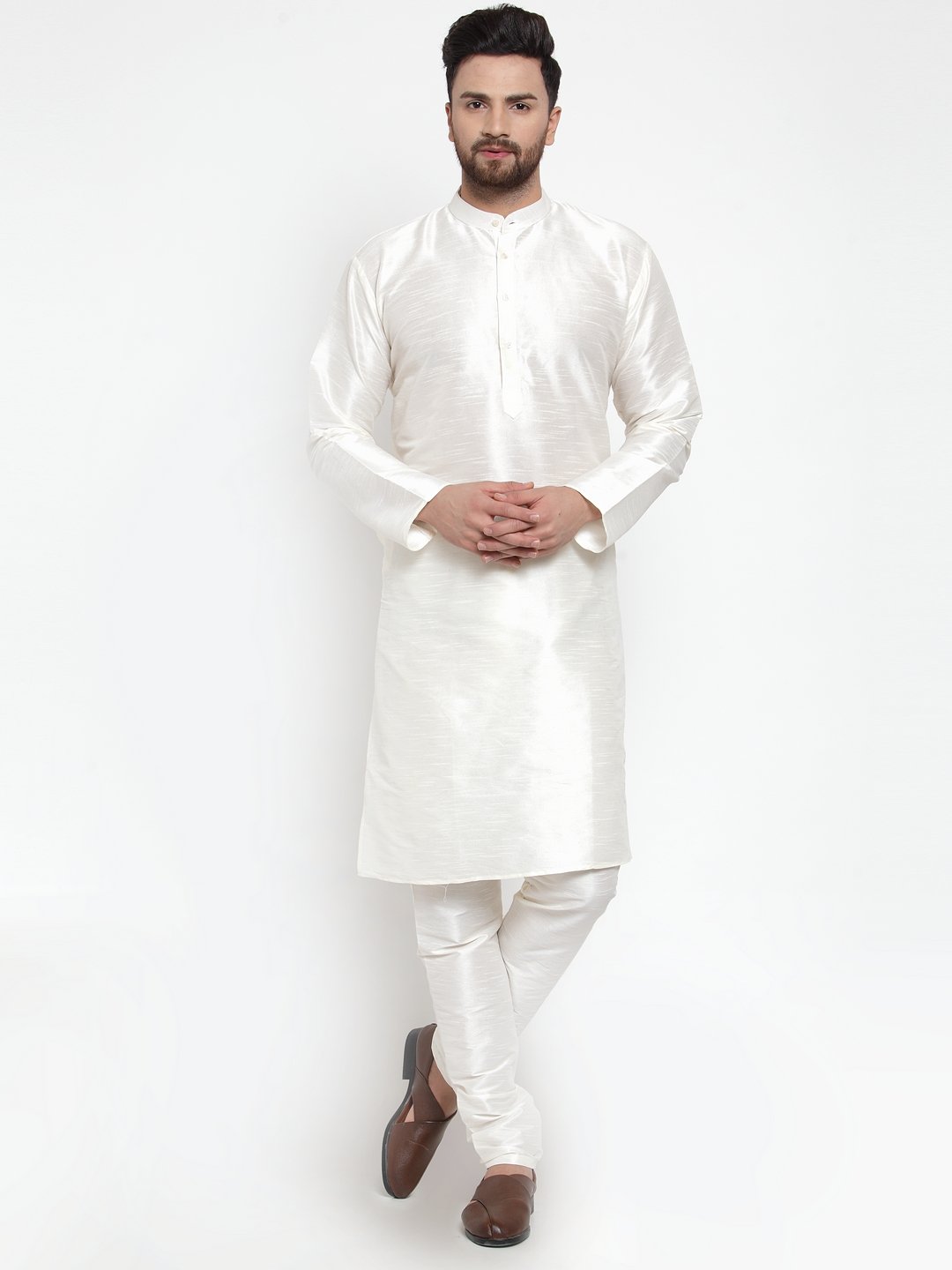 Jompers Men White Solid Kurta with Churidar - Distacart