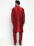 Jompers Men Maroon Solid Kurta with Churidar - Distacart