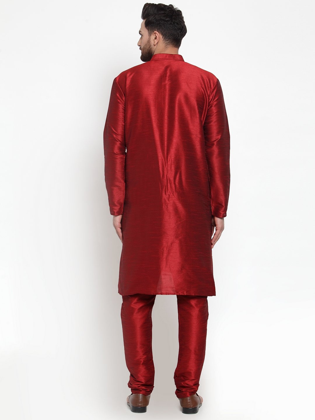 Jompers Men Maroon Solid Kurta with Churidar - Distacart