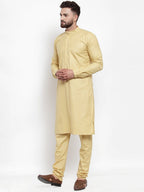 Jompers Men Beige Solid Kurta with Churidar - Distacart