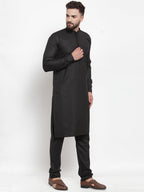 Jompers Men Black Solid Kurta Only - Distacart