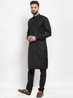 Jompers Men Black Solid Kurta with Churidar - Distacart