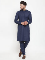 Jompers Men Navy-Blue Solid Kurta with Churidar - Distacart