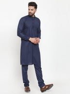Jompers Men Navy-Blue Solid Kurta Only - Distacart