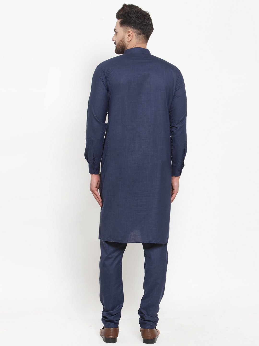 Jompers Men Navy-Blue Solid Kurta with Churidar - Distacart