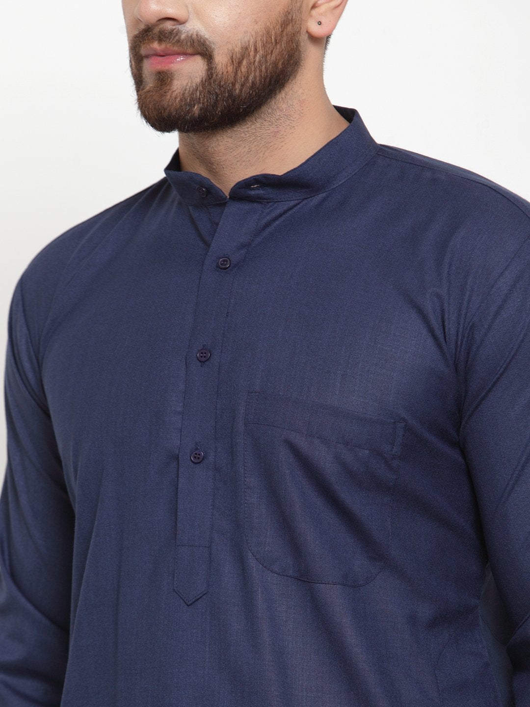 Jompers Men Navy-Blue Solid Kurta with Churidar - Distacart