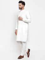 Jompers Men White Solid Kurta with Churidar - Distacart