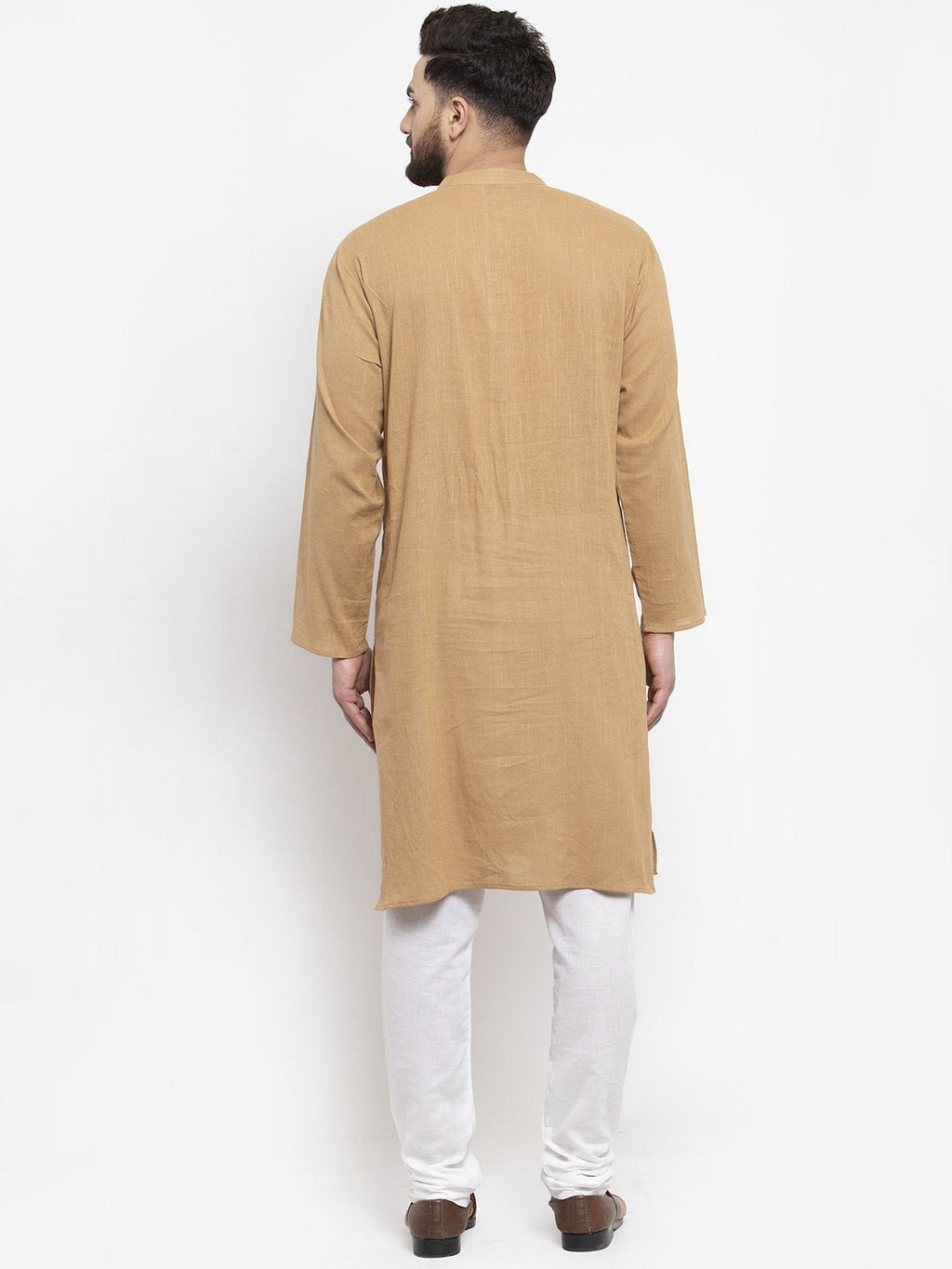 Jompers Men Beige & White Solid Pin-tucks Kurta Only - Distacart