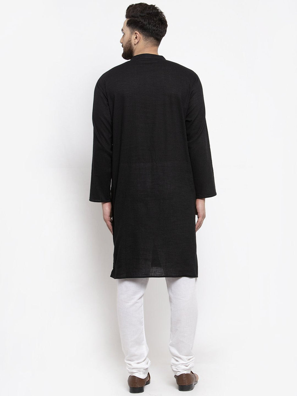 Jompers Men Black & White Solid Pin-tucks Kurta with Churidar - Distacart