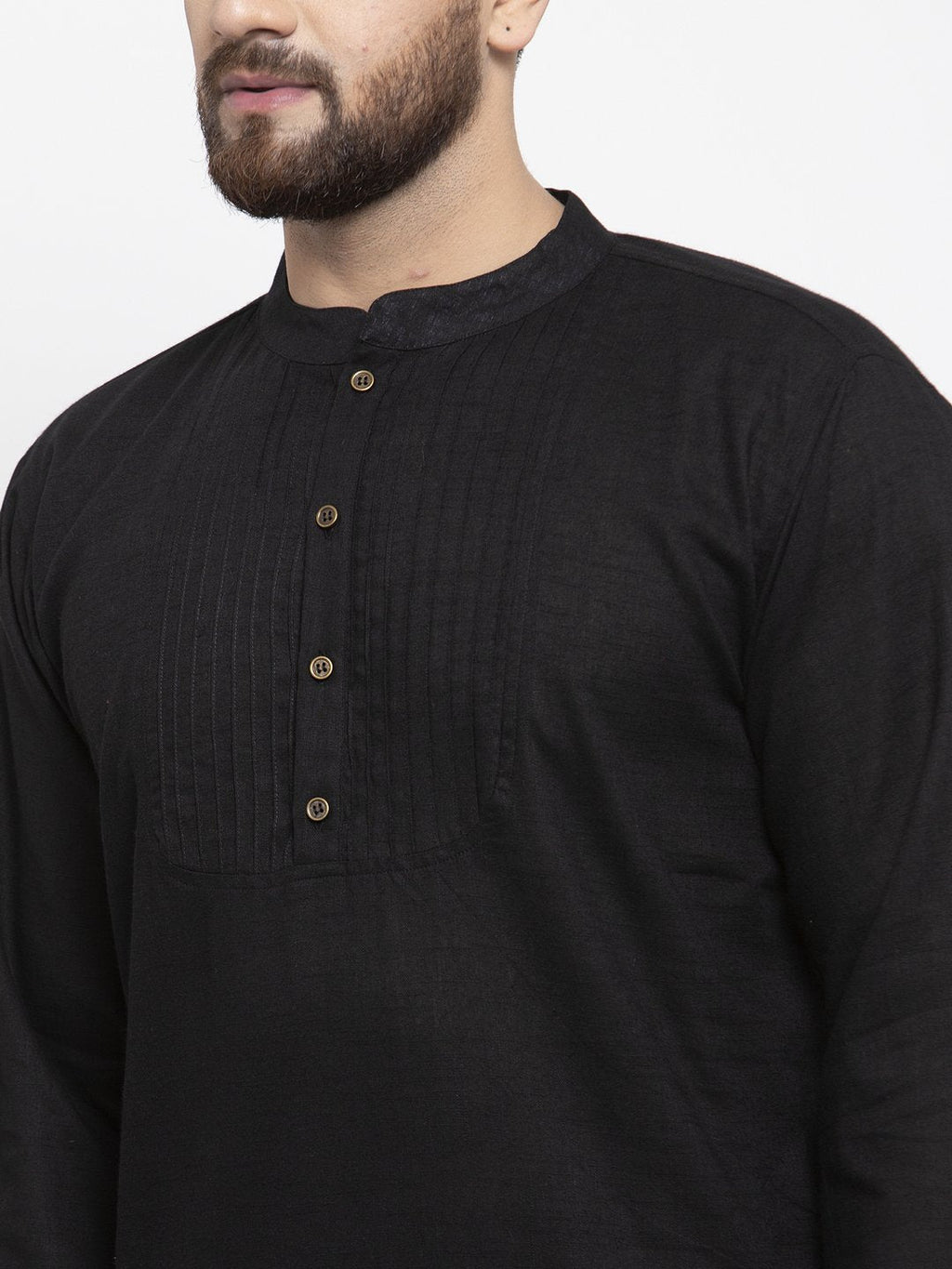 Jompers Men Black & White Solid Pin-tucks Kurta with Churidar - Distacart