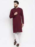 Jompers Men Purple & White Solid Pin-tucks Kurta with Churidar - Distacart
