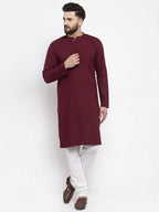 Jompers Men Purple & White Solid Pin-tucks Kurta with Churidar - Distacart