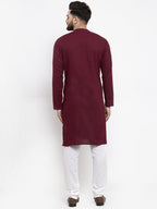 Jompers Men Purple & White Solid Pin-tucks Kurta Only - Distacart