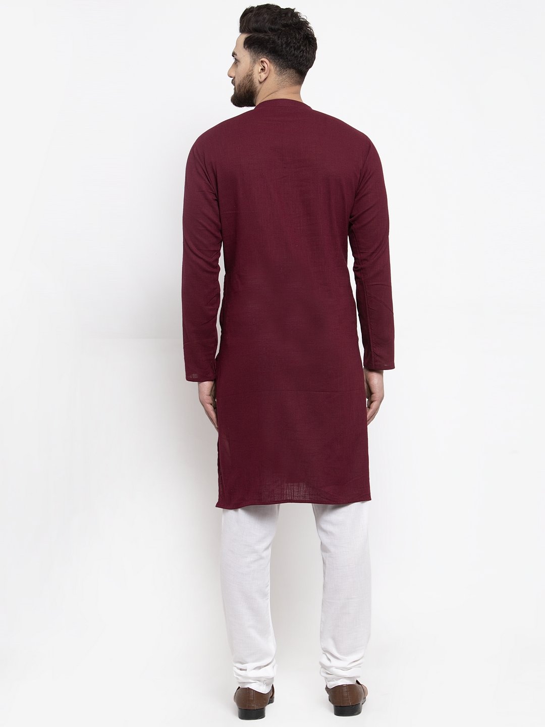 Jompers Men Purple & White Solid Pin-tucks Kurta with Churidar - Distacart