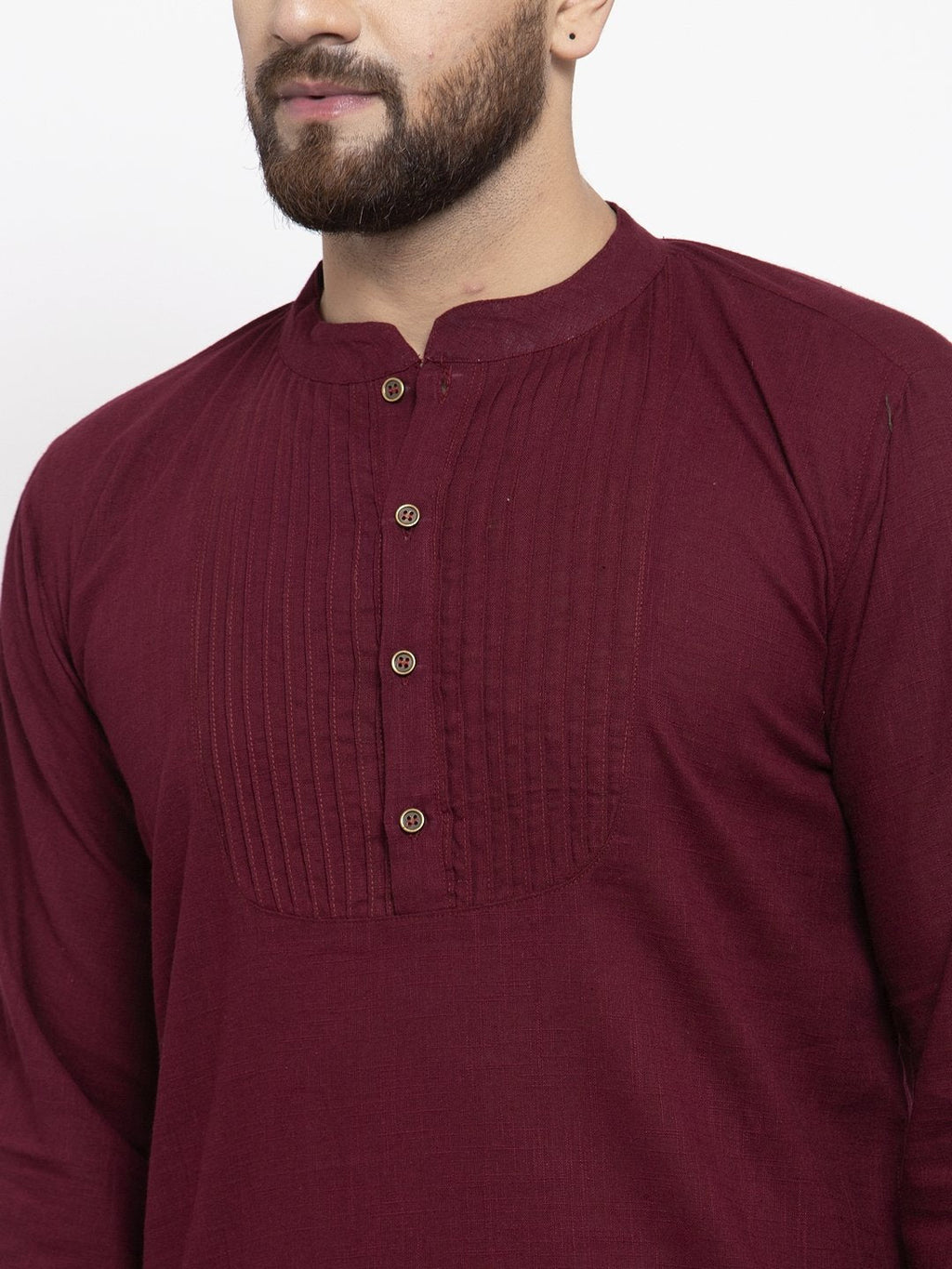 Jompers Men Purple & White Solid Pin-tucks Kurta Only - Distacart