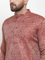 Jompers Men Maroon & White Woven Design Kurta with Churidar - Distacart