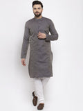 Jompers Men Navy-Blue & White Woven Design Kurta with Churidar - Distacart