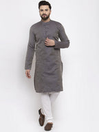 Jompers Men Navy-Blue & White Woven Design Kurta with Churidar - Distacart