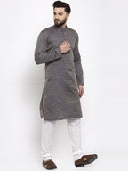 Jompers Men Navy-Blue & White Woven Design Kurta Only - Distacart