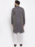 Jompers Men Navy-Blue & White Woven Design Kurta Only - Distacart