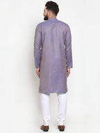 Jompers Men Blue & White Self Design Kurta with Churidar - Distacart