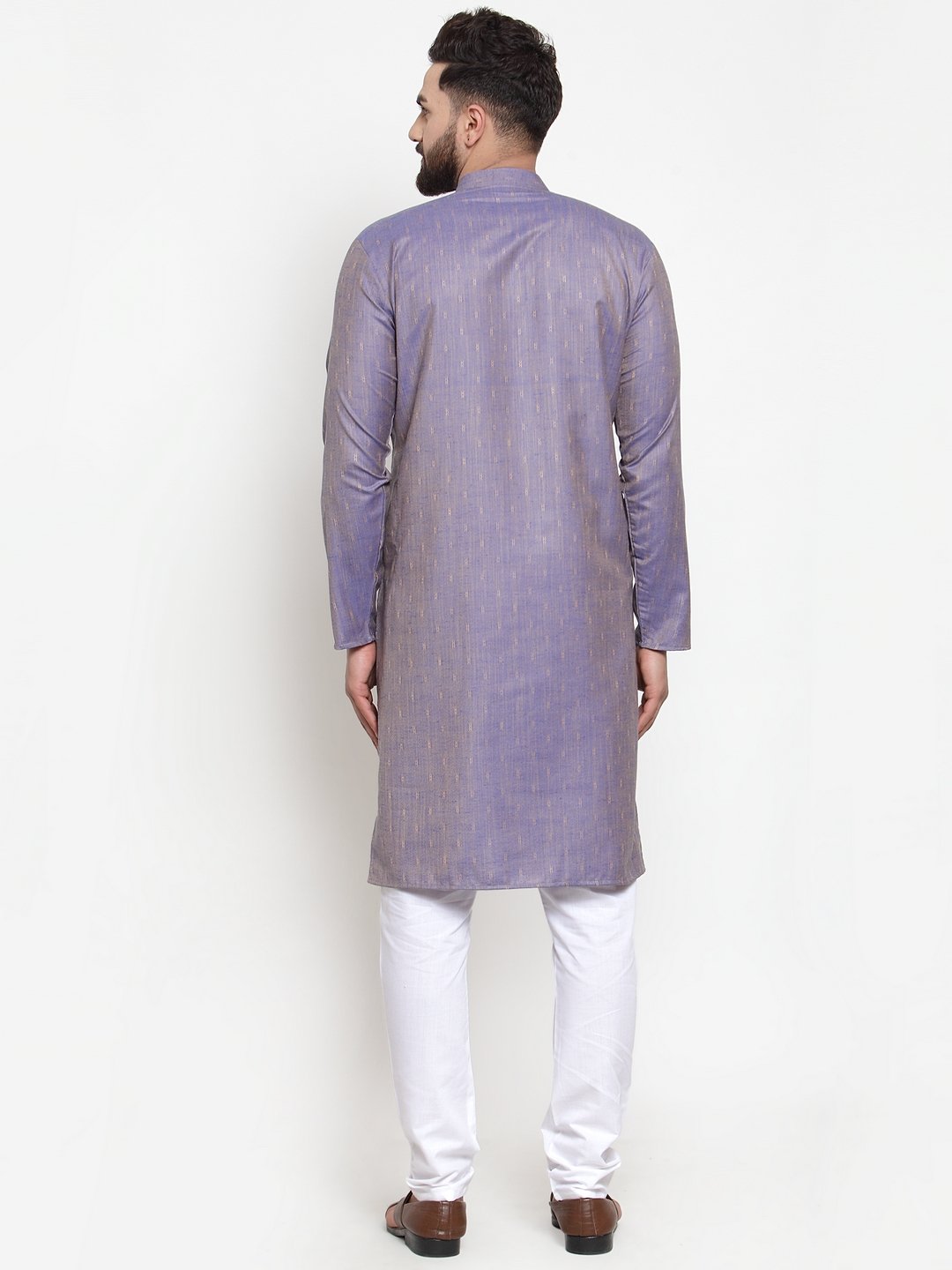Jompers Men Blue & White Self Design Kurta with Churidar - Distacart