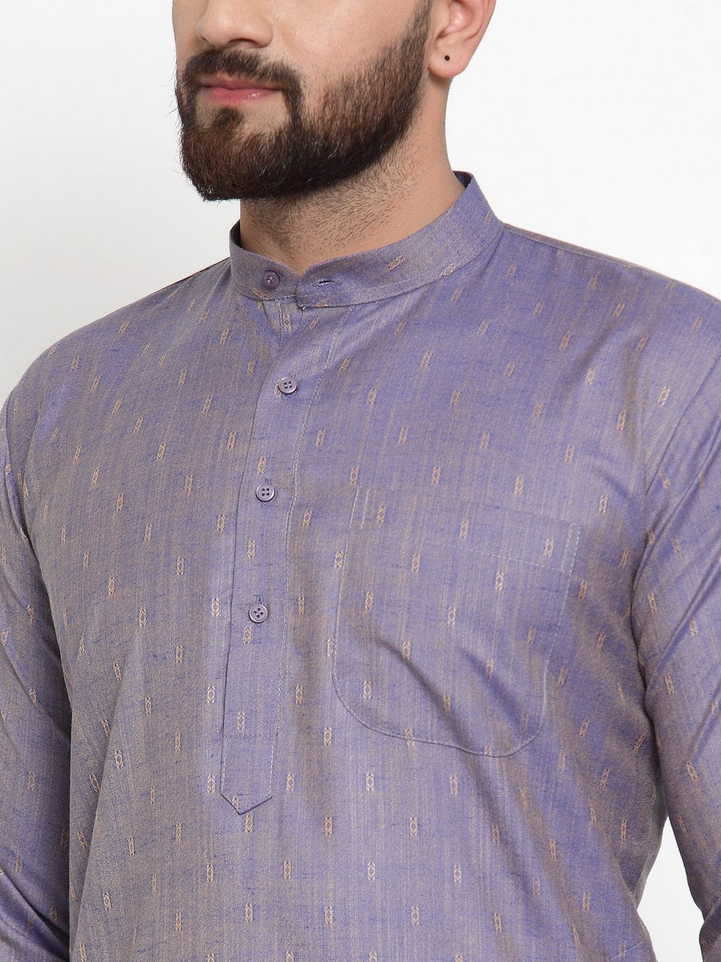 Jompers Men Blue & White Self Design Kurta with Churidar - Distacart