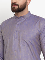 Jompers Men Blue & White Self Design Kurta with Churidar - Distacart