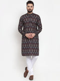 Jompers Men Black & Beige Digital Printed Kurta with Churidar - Distacart