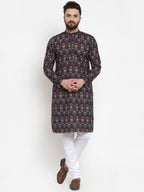 Jompers Men Black & Beige Digital Printed Kurta with Churidar - Distacart