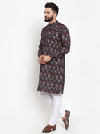 Jompers Men Black & Beige Digital Printed Kurta Only - Distacart