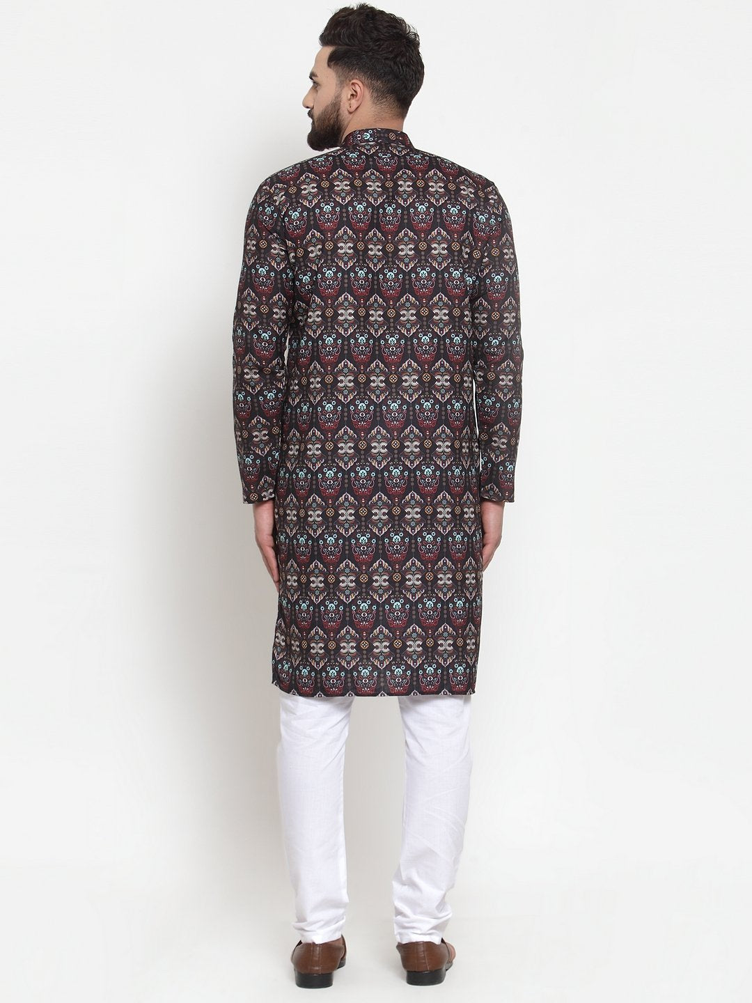 Jompers Men Black & Beige Digital Printed Kurta Only - Distacart