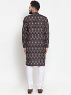 Jompers Men Black & Beige Digital Printed Kurta with Churidar - Distacart