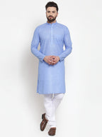 Jompers Men Blue Self-design Kurta Only - Distacart