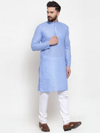 Jompers Men Blue Self-design Kurta Only - Distacart