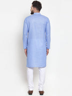 Jompers Men Blue Self-design Kurta with Churidar - Distacart