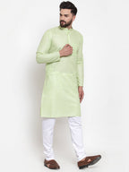 Jompers Men Green Self-design Kurta Only - Distacart