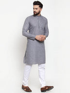Jompers Men Grey Self-design Kurta Only - Distacart