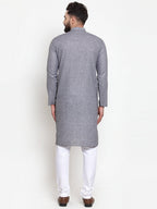 Jompers Men Grey Self-design Kurta with Churidar - Distacart
