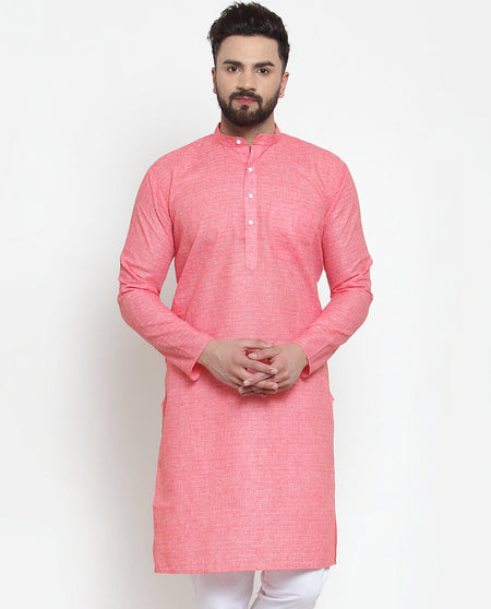 Jompers Men Pink Self-design Kurta Only