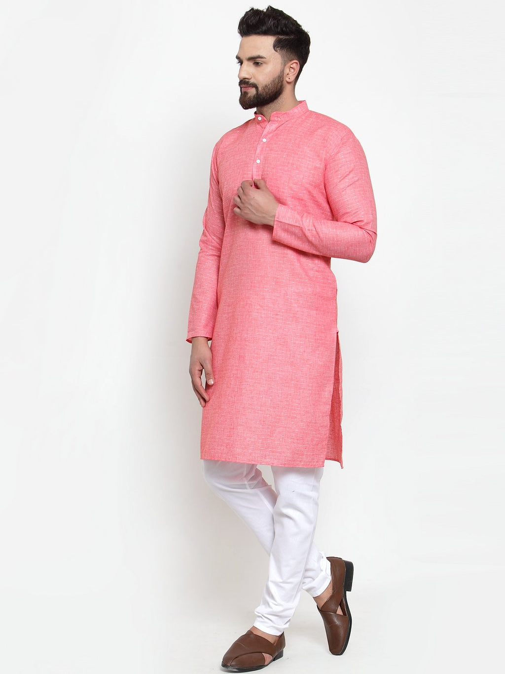 Jompers Men Pink Self-design Kurta with Churidar - Distacart