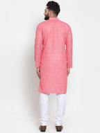 Jompers Men Pink Self-design Kurta with Churidar - Distacart