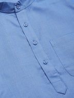 Jompers Men's Beautiful Blue Cotton Solid Kurta Pyjama